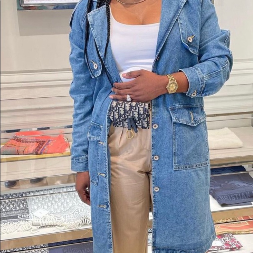 Denim trench coat